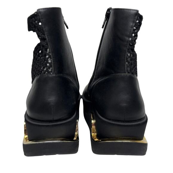 4ccccees Open Toe Mess Short Chunky Platform Wedge Boot black size EU 9 US 8.5 - Picture 4 of 8